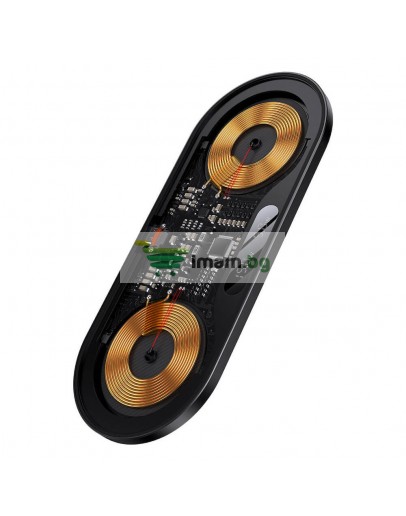 Безжично зарядно устройство Baseus Digital LED, 2в1, Qi, 20W, Черен - 40384