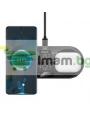 Безжично зарядно устройство Baseus Digital LED, 2в1, Qi, 20W, Черен - 40384