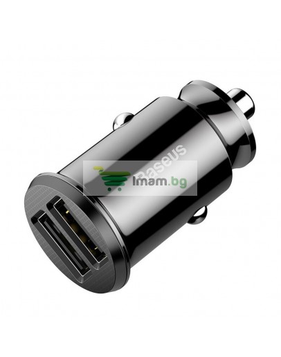 Зарядно устройство за кола Baseus Grain, 3.1A, 2 x USB, Черен - 40511