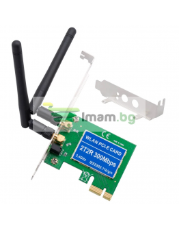 Безжичен мрежов адаптер No brand 2T2R, PCI-E x1, 300Mbps, 2.4GHz, 2 x 5dBi, Нископрофилен - 17760