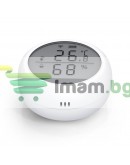 Смарт сензор No brand PST-WSD400B, За температура и влажност, LCD екран, Wi-Fi, Tuya Smart, Бял - 91010