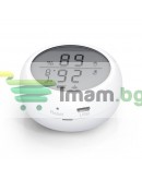 Смарт сензор No brand PST-WSD400B, За температура и влажност, LCD екран, Wi-Fi, Tuya Smart, Бял - 91010