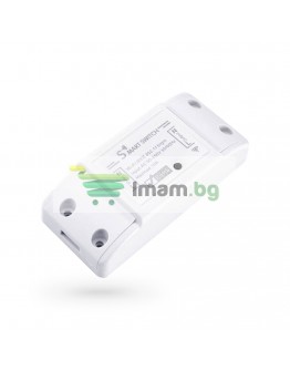 Смарт превключвател No brand PST-WF-S1, 1 канал, 220V, 10A, Wi-Fi, Tuya Smart, Бял - 91019