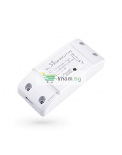 Смарт превключвател No brand PST-WF-S1, 1 канал, 220V, 10A, Wi-Fi, Tuya Smart, Бял - 91019