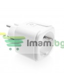 Смарт контакт No brand PST-ZEU-003, Мониторинг, 220V, 16A, Wi-Fi, Tuya Smart, Бял - 91017