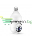 Смарт охранителна камера No brand PST-F1-3MP, 3.0Mp, PTZ, За фасунга E27, Wi-Fi, Tuya Smart, Бял - 91029