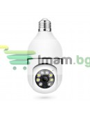 Смарт охранителна камера No brand PST-F1-3MP, 3.0Mp, PTZ, За фасунга E27, Wi-Fi, Tuya Smart, Бял - 91029