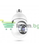 Смарт охранителна камера No brand PST-F1-3MP, 3.0Mp, PTZ, За фасунга E27, Wi-Fi, Tuya Smart, Бял - 91029