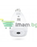 Смарт охранителна камера No brand PST-F30A-3MP, 3.0Mp, Fisheye, За фасунга E27, Wi-Fi, Tuya Smart, Бял - 91030