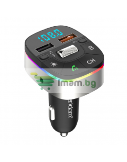 FM Трансмитер Earldom ET-M74, Bluetooth, USB, Micro SD, QC 3.0, Черен – 17720