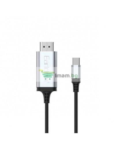 Кабел Earldom ET-W34, Type-C - HDMI 4K, 2м., Черен - 40374