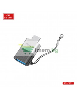 Преходник Earldom ET-OT72, USB (F) към Type-C, OTG, Черен - 40366