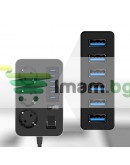 Разклонител Earldom ES-SC07, 3 гнезда, CEE 7/3, 6 х USB, 2м., Черен - 40378