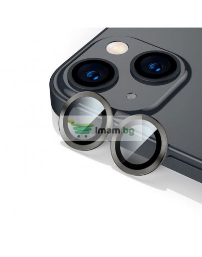 Стъклен протектор за камера DeTech, за iPhone 13 / 13 Mini, Черен - 52710
