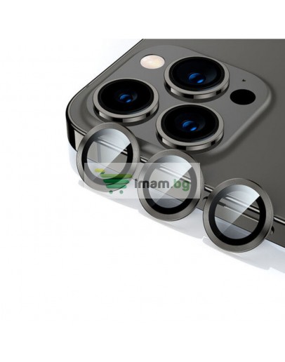 Стъклен протектор за камера DeTech, за iPhone 15 Pro, Черен - 52729