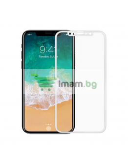 Стъклен протектор за целия дисплей No brand, за iPhone X / XS / 11 Pro, 5D, 0.3 mm, Бял - 52374
