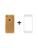 Комплект стъклен протектор + Калъф Remax Crystal, за iPhone 7/8 Plus, Бял - 52334