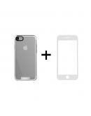 Комплект стъклен протектор + Калъф Remax Crystal, за iPhone 7/8 Plus, Черен - 52333
