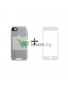 Комплект стъклен протектор + Калъф Remax Crystal, за iPhone 7/8 Plus, Черен - 52333