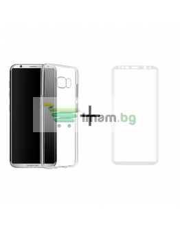 Комплект стъклен протектор + Калъф, Remax Crystal, за Samsung Galaxy S8 Plus, Бял - 52304