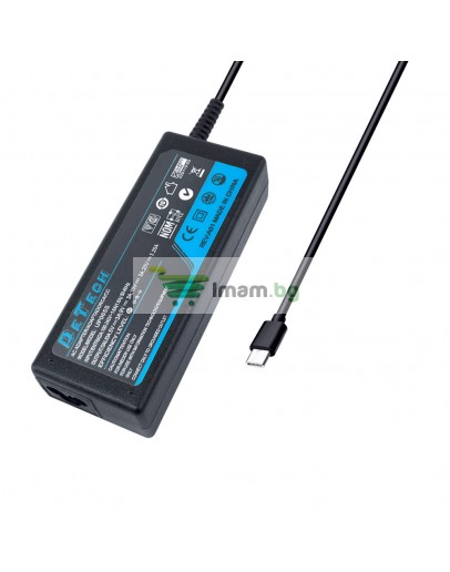 Адаптер DeTech, 65W, Type-C, Черен - 354