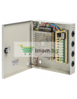Импулсен захранващ блок No brand, 12V/5A, 9 Изхода, Метална кутия, Сив - 343