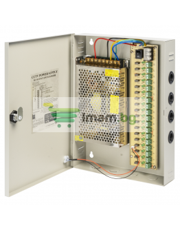 Импулсен захранващ блок No brand, 12V/20A, 18 Изхода, Метална кутия, Сив - 347