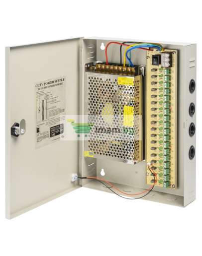 Импулсен захранващ блок No brand, 12V/20A, 18 Изхода, Метална кутия, Сив - 347