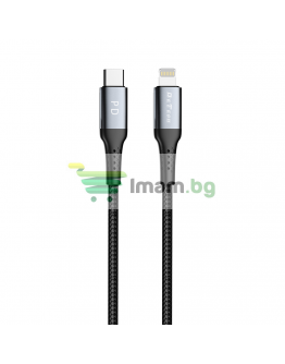 Кабел за данни DeTech DE-43Ci2, Type-C - Lightning, PD, 2.0m, Черен - 40266