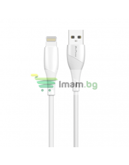 Кабел за данни DeTech DE-44i2, Lightning, 2.0m, Бял - 40268