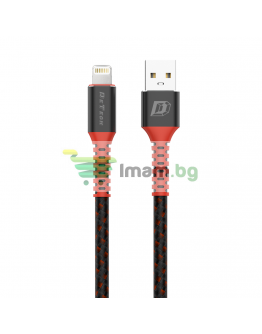 Кабел за данни DeTech DE-C25i, Lightning (iPhone 5/6/7/SE), 1.0m, Черен - 40107