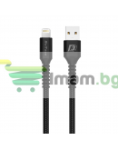 Кабел за данни DeTech DE-C25i, Lightning (iPhone 5/6/7/SE), 1.0m, Черен - 40107