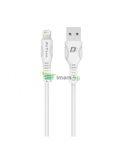Кабел за данни DeTech DE-C27i, Lightning (iPhone 5/6/7/SE), 1.0m, Бял - 40110