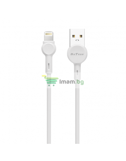Кабел за данни DeTech DE-C35i, Lightning, 1.0m, Бял - 40189