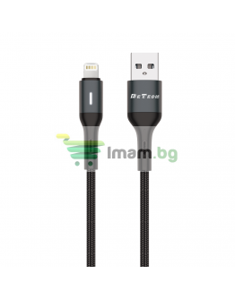 Кабел за данни DeTech DE-C38i, Lightning, 1.0m, Черен - 40198