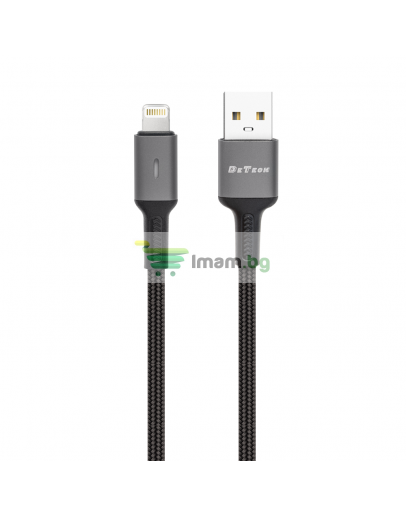 Кабел за данни DeTech DE-C39i, Lightning, 1.0m, Черен - 40201