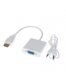 Преходник No brand, HDMI към VGA + AUDIO кабел, Бял - 18254 Преходник No brand, HDMI към VGA + AUDIO кабел, Бял - 18254