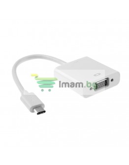Преходник No brand, USB Type-C към VGA, Бял - 18290