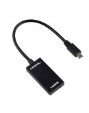 Преходник No brand, MHL (micro USB) към HDMI, 15см, Черен - 18223 Преходник No brand, MHL (micro USB) към HDMI, 15см, Черен - 18223