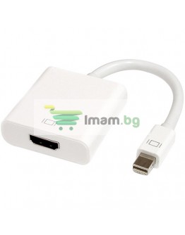 Преходник DeTech Mini DP M - HDMI F, 10см, Бял - 18154