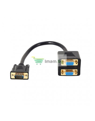 Сплитер No brand, VGA към VGA 2H, Черен - 18181