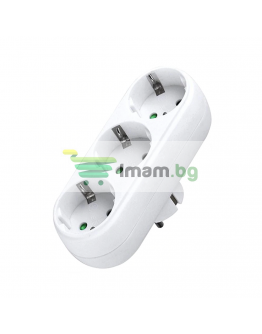 Разклонител No brand, 3 Гнезда, 220V, Без кабел, Бял - 17707