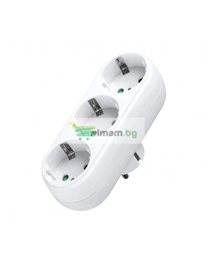 Разклонител No brand, 3 Гнезда, 220V, Без кабел, Бял - 17707
