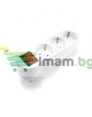 Разклонител No brand, 3 Гнезда, 220V, С ключ, Без кабел, Бял - 17709