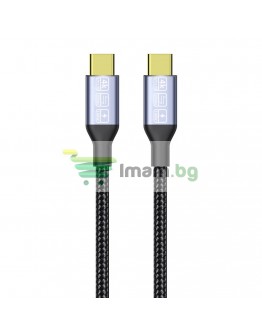 Кабел DeTech, Type-C - Type-C, 100W, 4K, 20GB/s, PD, 2.0m, Черен - 18383