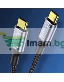 Кабел DeTech, Type-C - Type-C, 100W, 4K, 20GB/s, PD, 2.0m, Черен - 18383