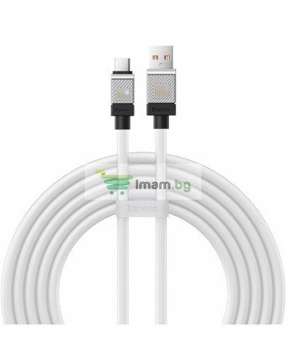 Кабел за данни Baseus CoolPlay, Type-C, 100W, 2.0m, Бял - 40448
