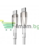 Кабел за данни Baseus Glimmer, Type-C - Type-C, 100W, PD, 1.0m, Бял - 40485