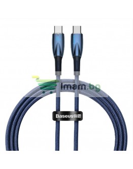 Кабел за данни Baseus Glimmer, Type-C - Type-C, 100W, PD, 1.0m, Син - 40484
