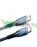 Кабел за данни Baseus Glimmer, Type-C - Type-C, 100W, PD, 1.0m, Син - 40484 Кабел за данни Baseus Glimmer, Type-C - Type-C, 100W, PD, 1.0m, Син - 40484